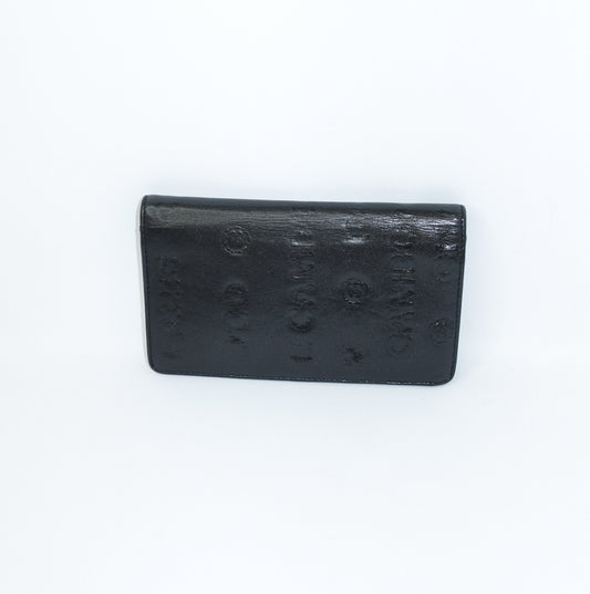 Chanel Black Leather CC Logo Long Wallet