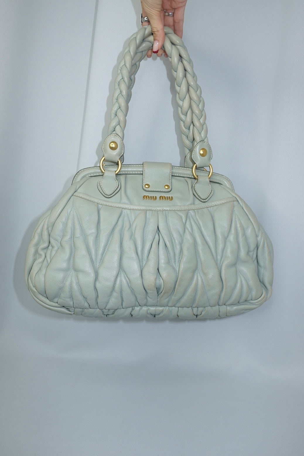 MIU MIU Vintage Coffer Sage Green Matelassé Bag