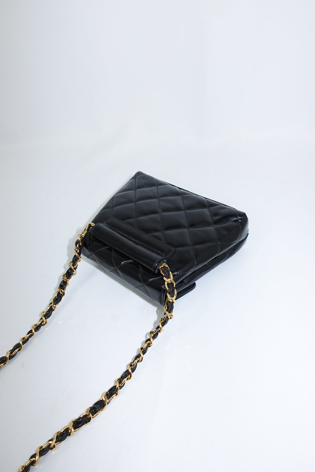 Chanel Vintage Black Patent Leather Timeless Belt Bag CC Logo