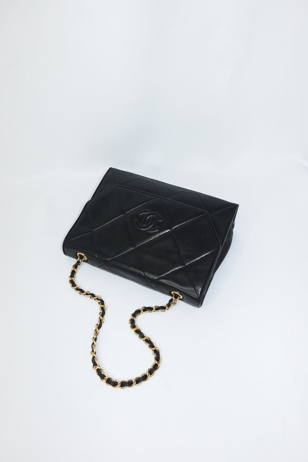 Chanel Vintage Camera Bag CC Logo Black Lambskin
