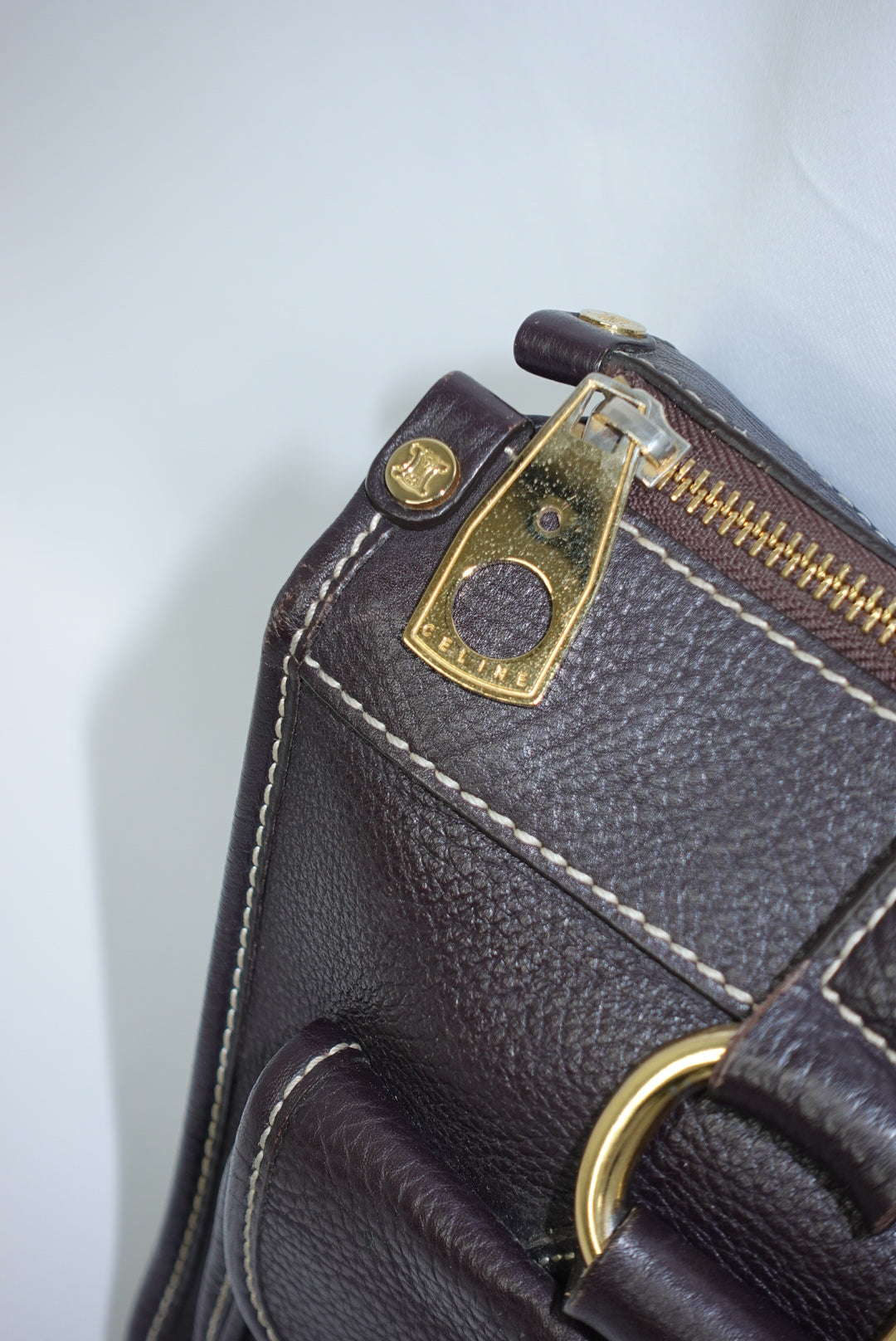 Cèline Vintage Dark Brown Leather Shoulder Bag
