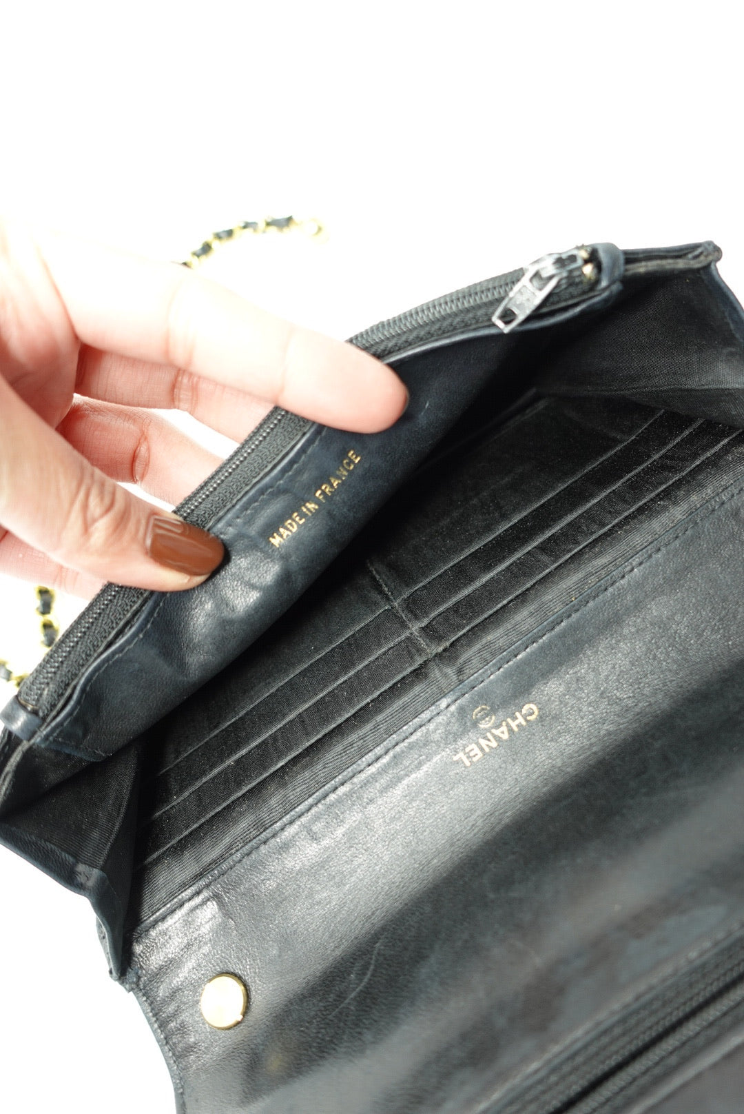 011. Re-Worked Chanel CC Flap Vintage W.O.C Black Patent