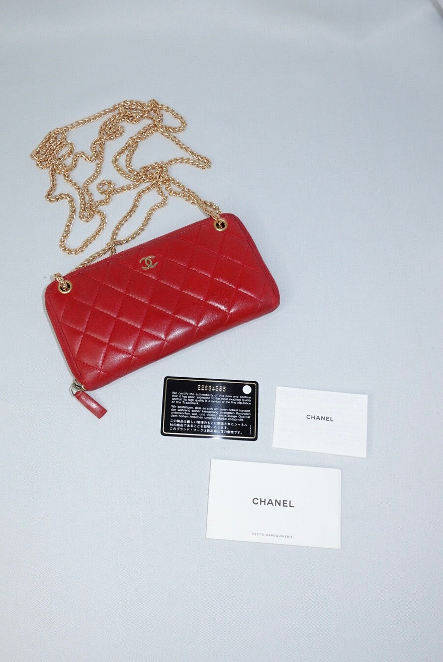 033. Re-Worked Chanel Timeless Zip Red W.O.C.