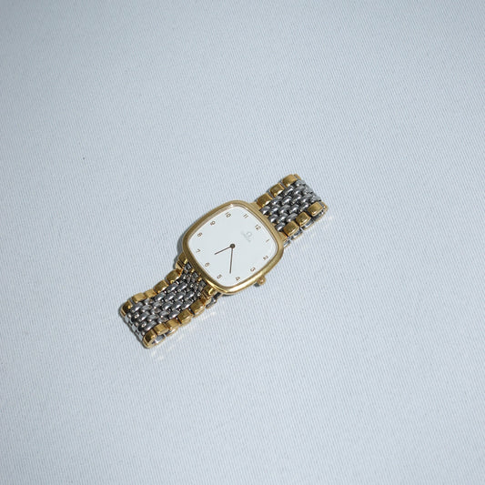 Omega Rectangular Large De Ville Vintage Gold and Silver Toned Watch