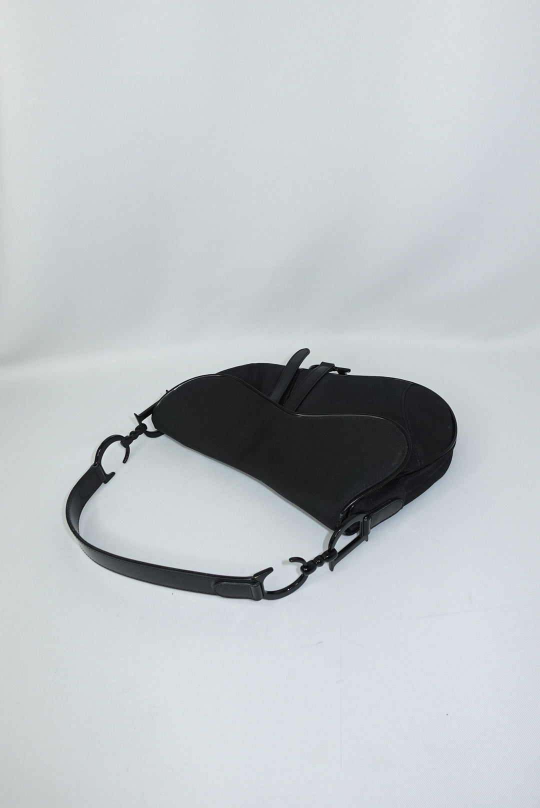 117. Christian Dior Saddle Black Nylon Vintage Shoulder Bag