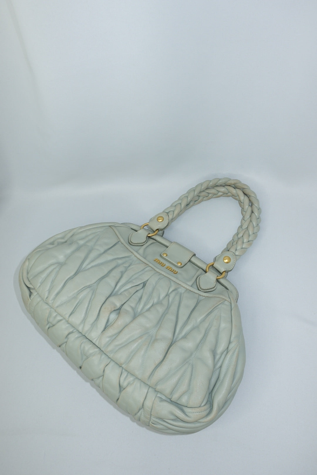 MIU MIU Vintage Coffer Sage Green Matelassé Bag