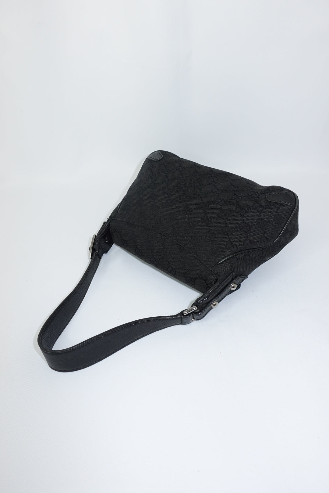 Gucci Horsebit Chain Vintage Black Canvas and Leather Shoulder Bag