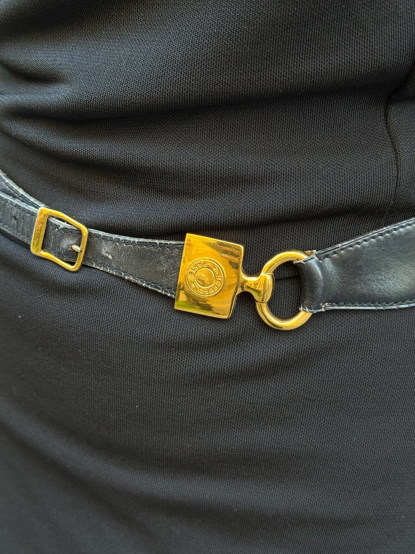 Hermès Black Leather Vintage Belt