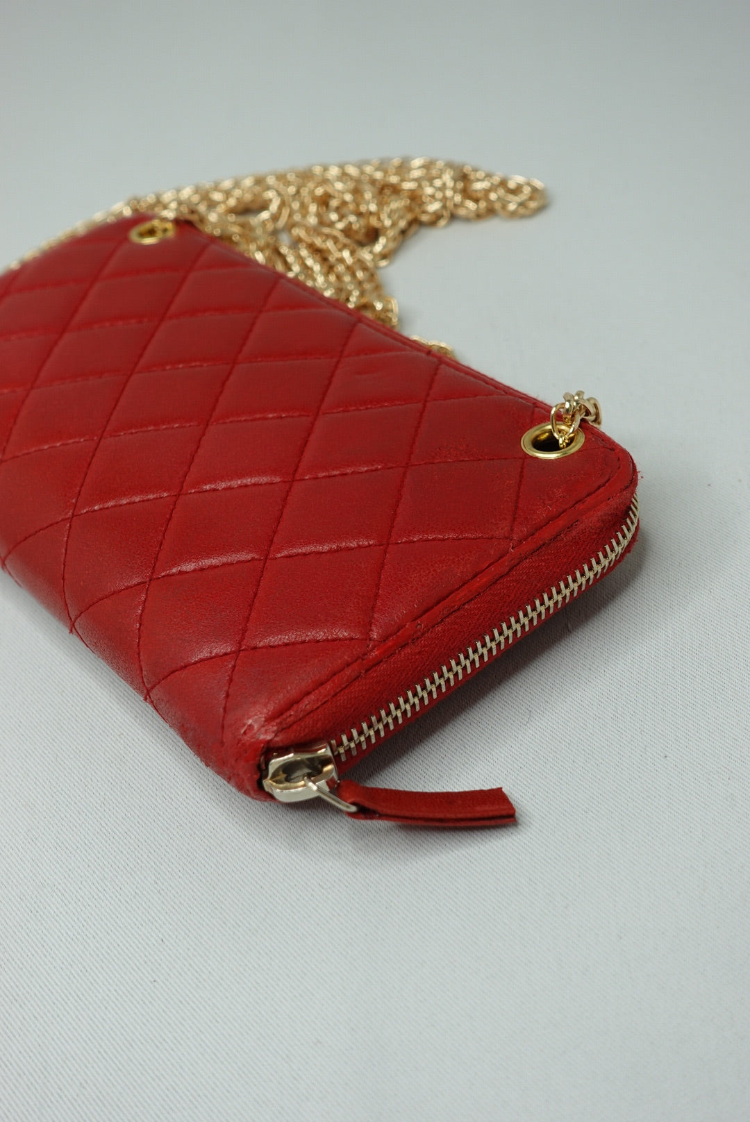 033. Re-Worked Chanel Timeless Zip Red W.O.C.
