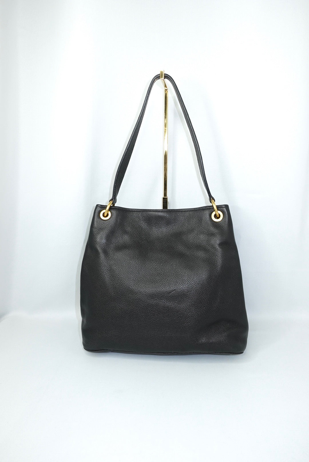 003. MIU MIU Vitello Phenix Front Pocket Tote Black Bag