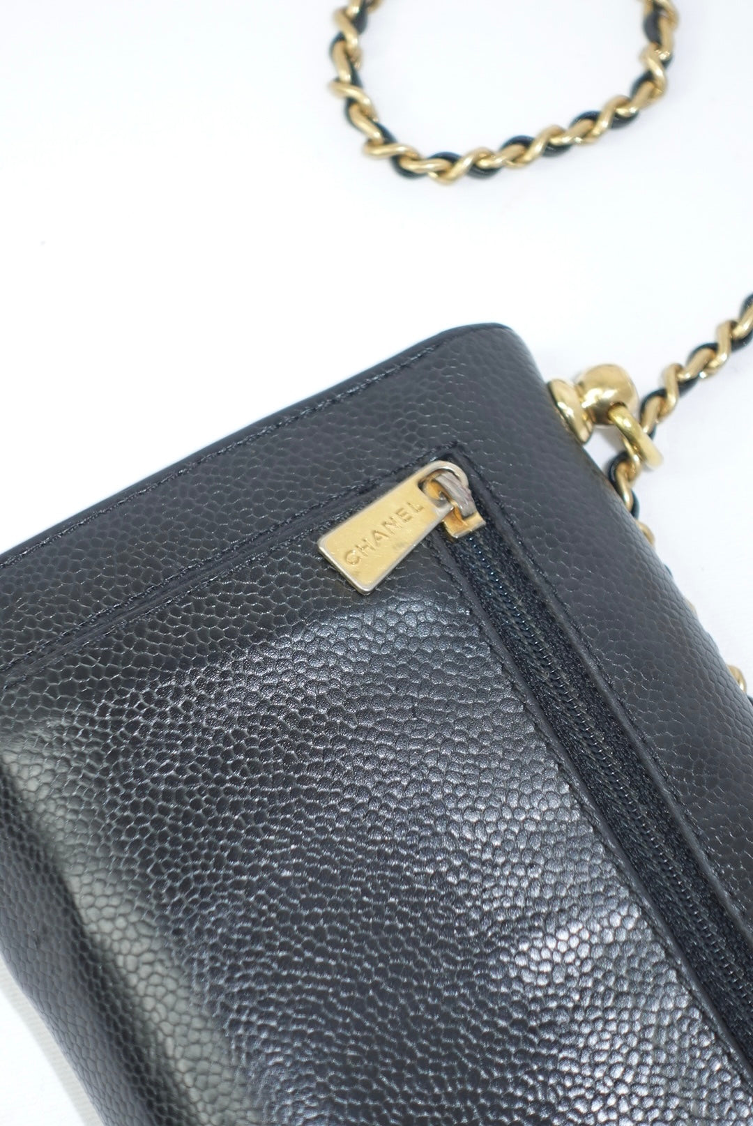 Chanel Re-Worked Vintage Flap W.O.C. Black Caviar CC logo