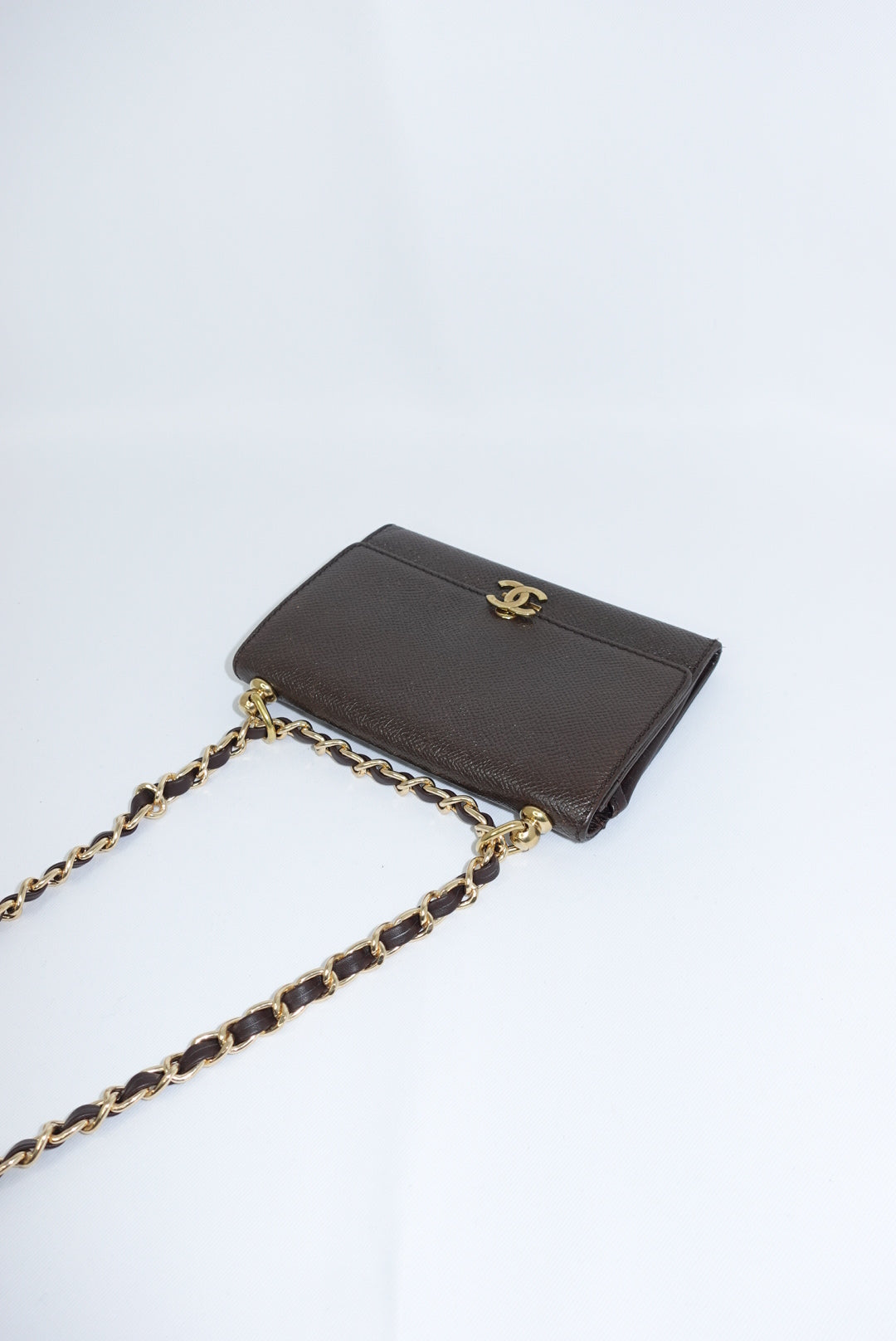 130. Re-Worked Chanel Vintage Coffee Brown W.O.C.
