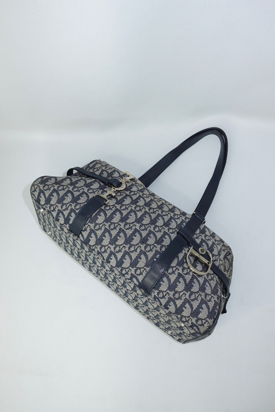 115. Christian Dior Vintage Black Denim Monogram Oblique Bowling Bag