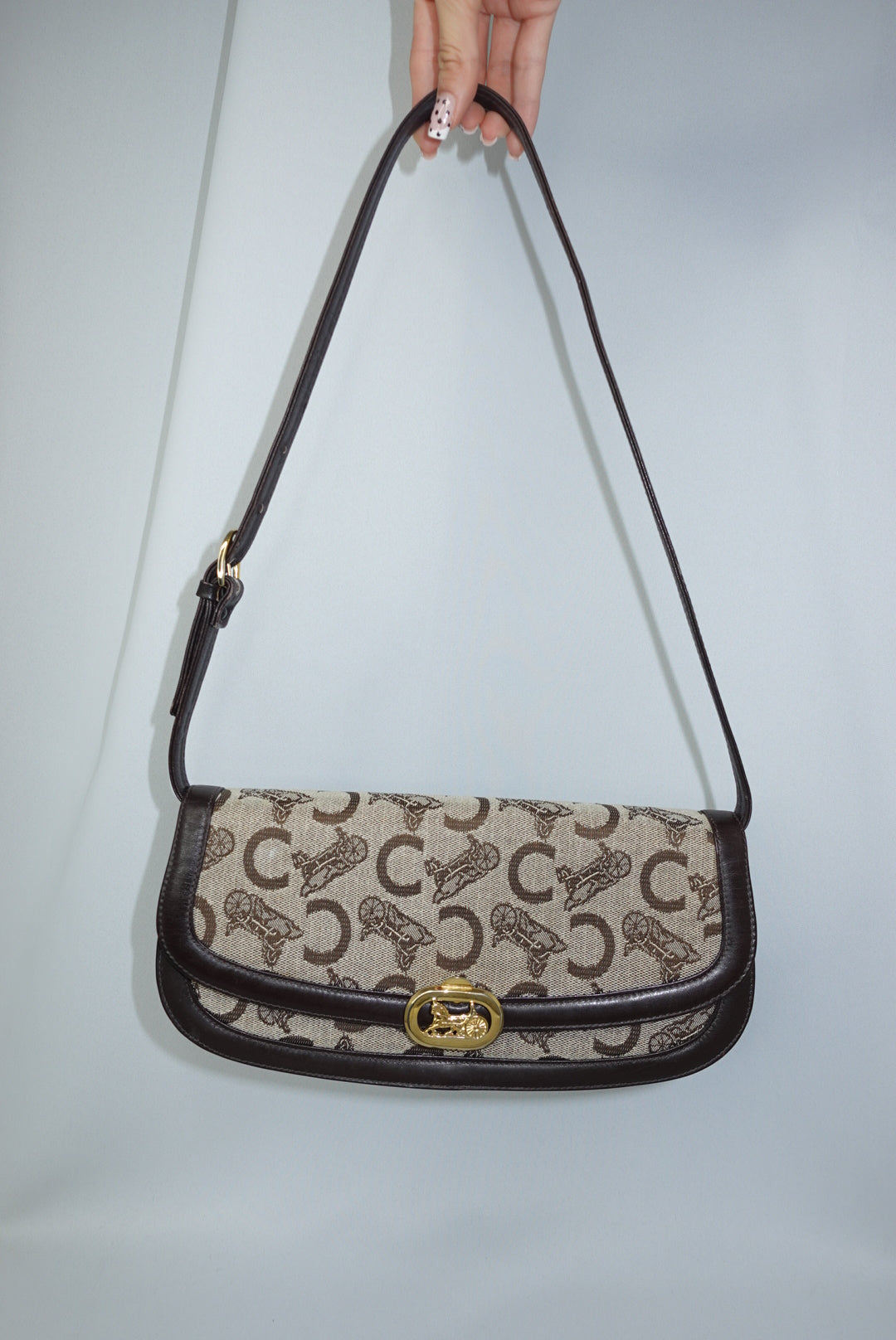 119. Cèline Vintage Monogram Canvas Brown Vintage Bag