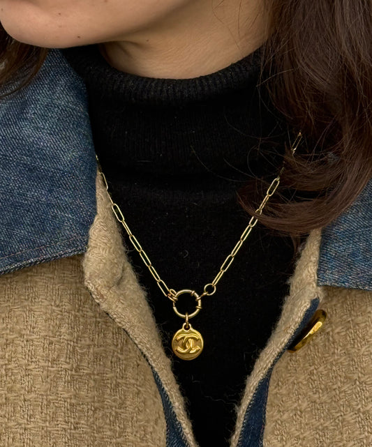 Chanel Gold Toned Re-Worked Vintage Pendant Necklace
