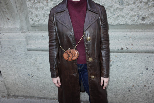 Dolce & Gabbana Snake Print Mini Rusty Brown Crossbody Clutch