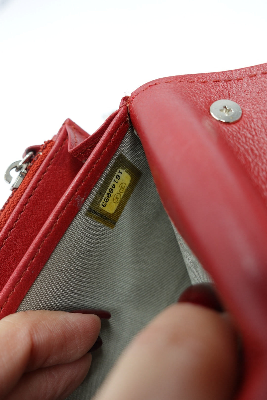 013.Chanel Re-Worked Flap W.O.C. Red CC logo