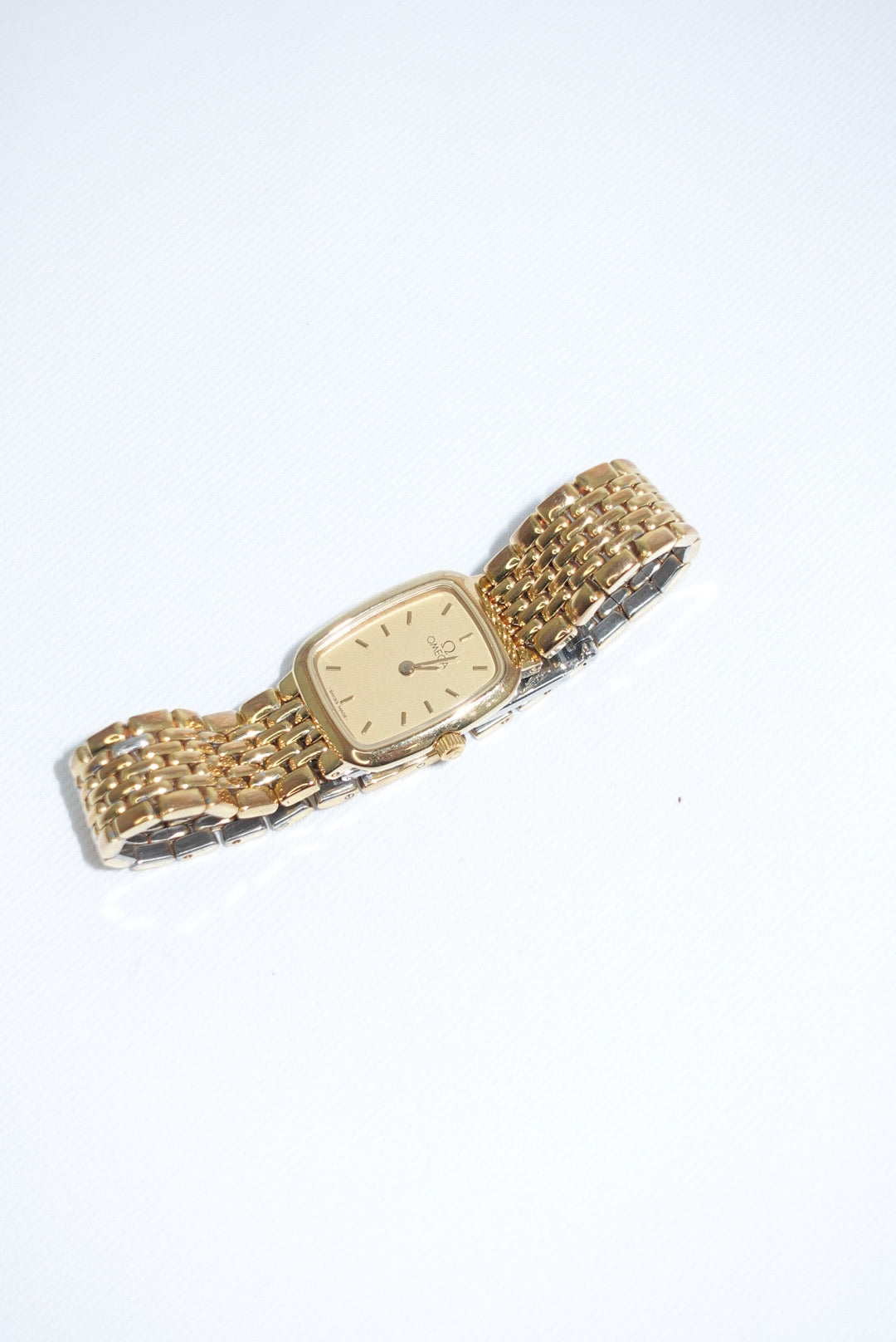 091. Omega Rectangular Small De Ville Gold Watch