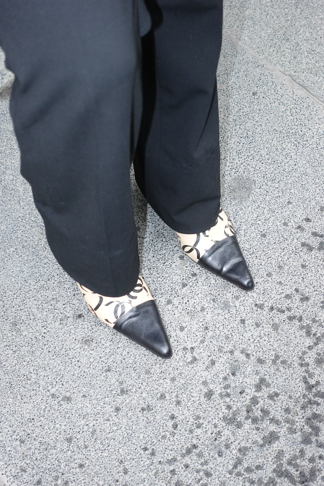 041. Chanel Vintage Heeled Ankle Boots with CC Logo Print