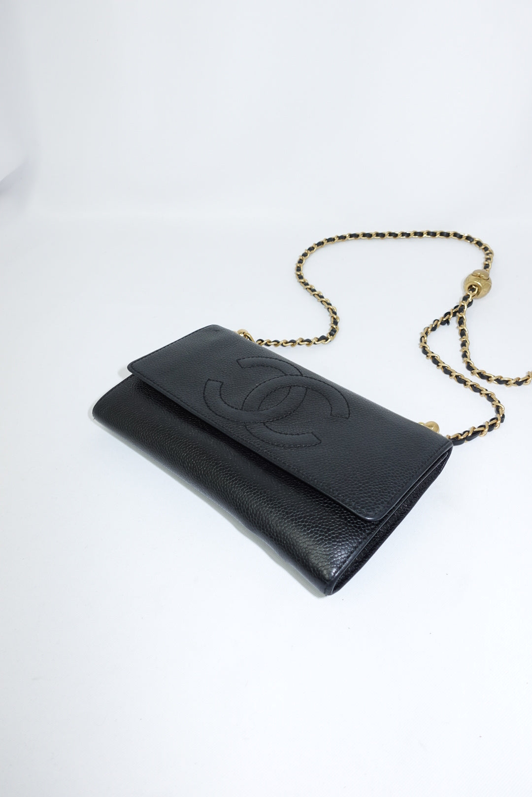 Chanel Re-Worked Vintage Flap W.O.C. Black Caviar CC logo