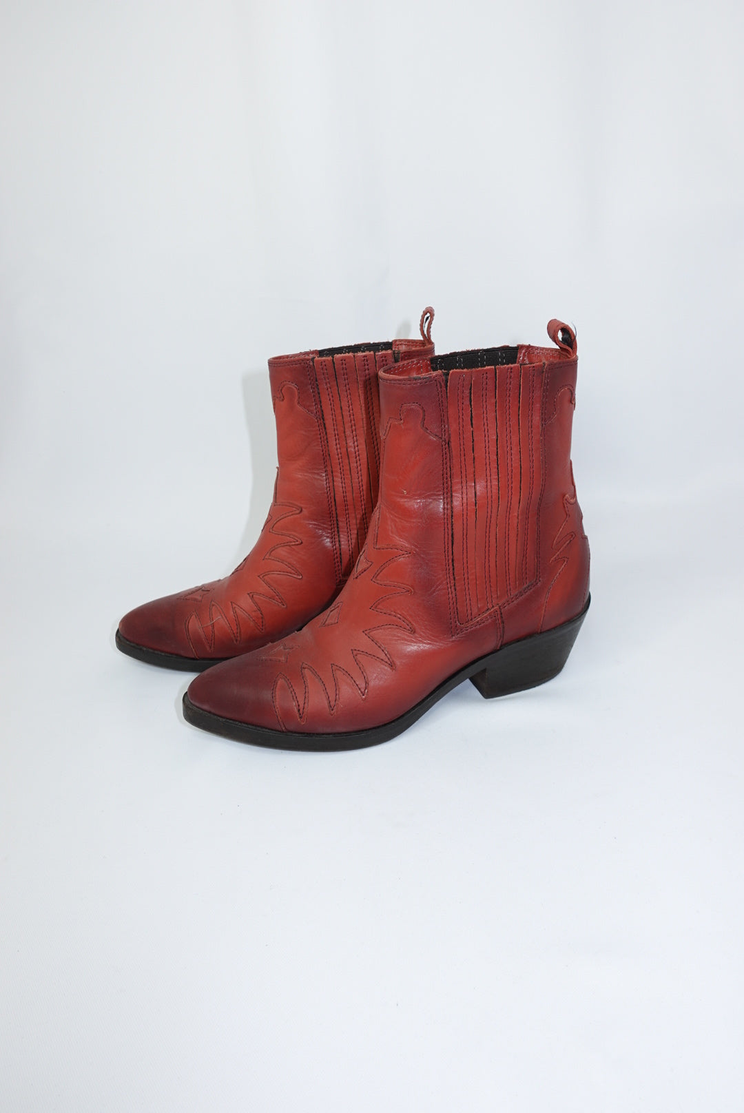 Red Western Ankle Boots 37