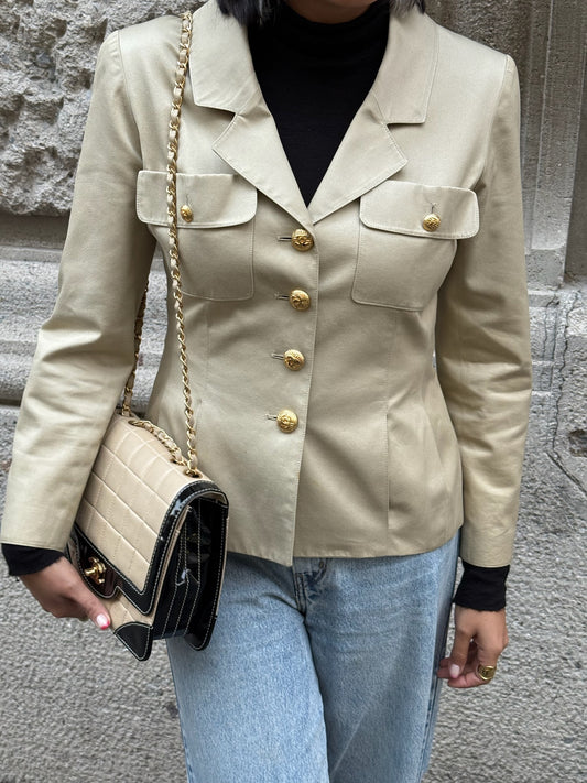 Chanel Beige Vintage Blazer CC Buttons