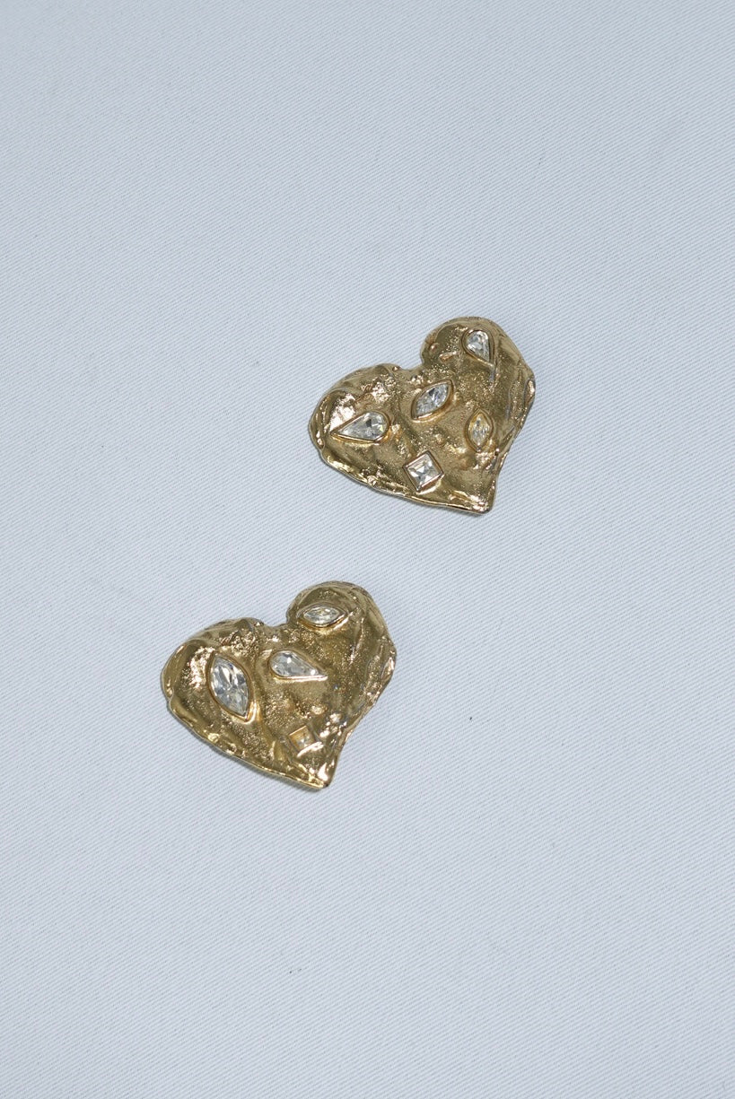 Yves Saint Laurent Clip Vintage Heart Earrings