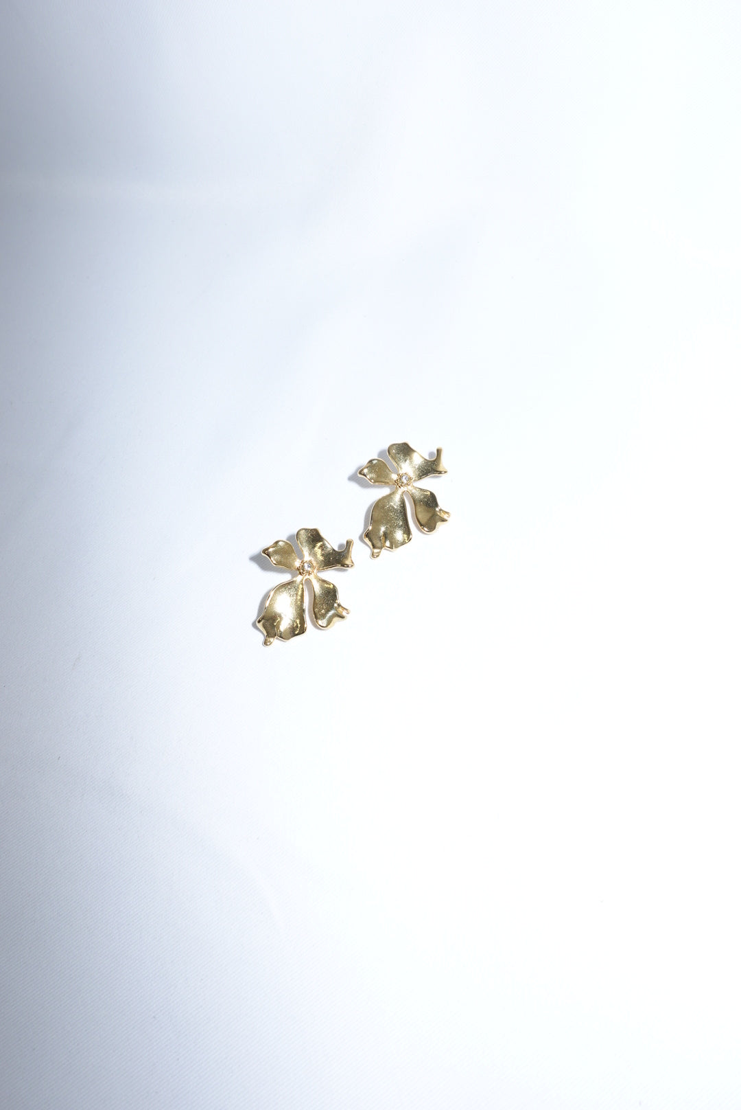 Stainless Steel Floral Gold Toned Earrings