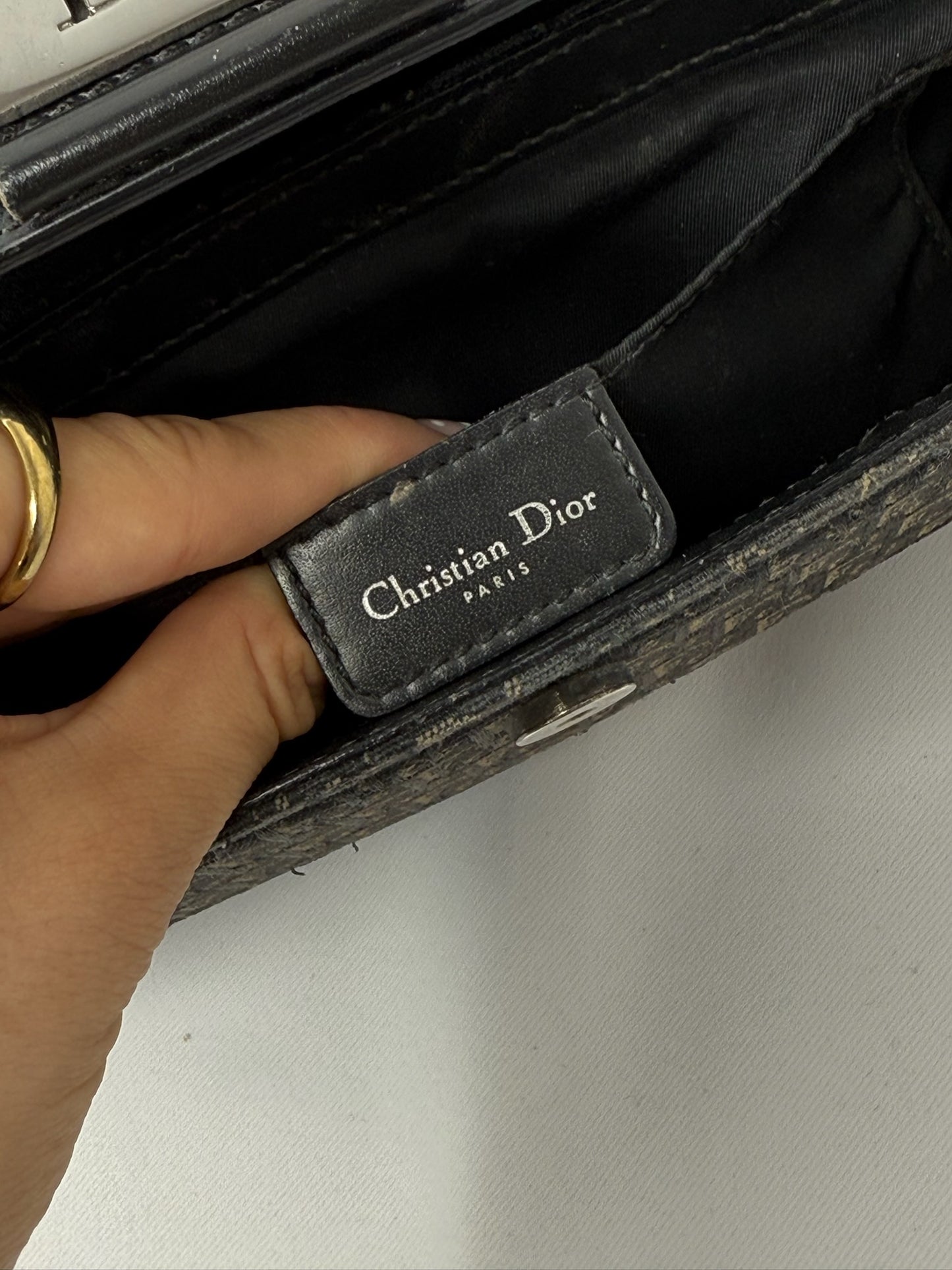 114. Christian Dior Vintage Mini Columbus Black Leather & Canvas Monogram Bag