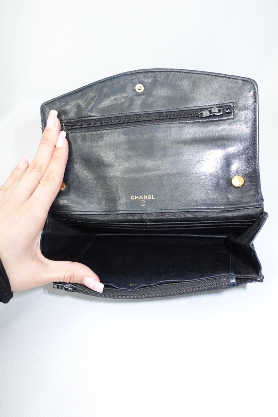 011. Re-Worked Chanel CC Flap Vintage W.O.C Black Patent