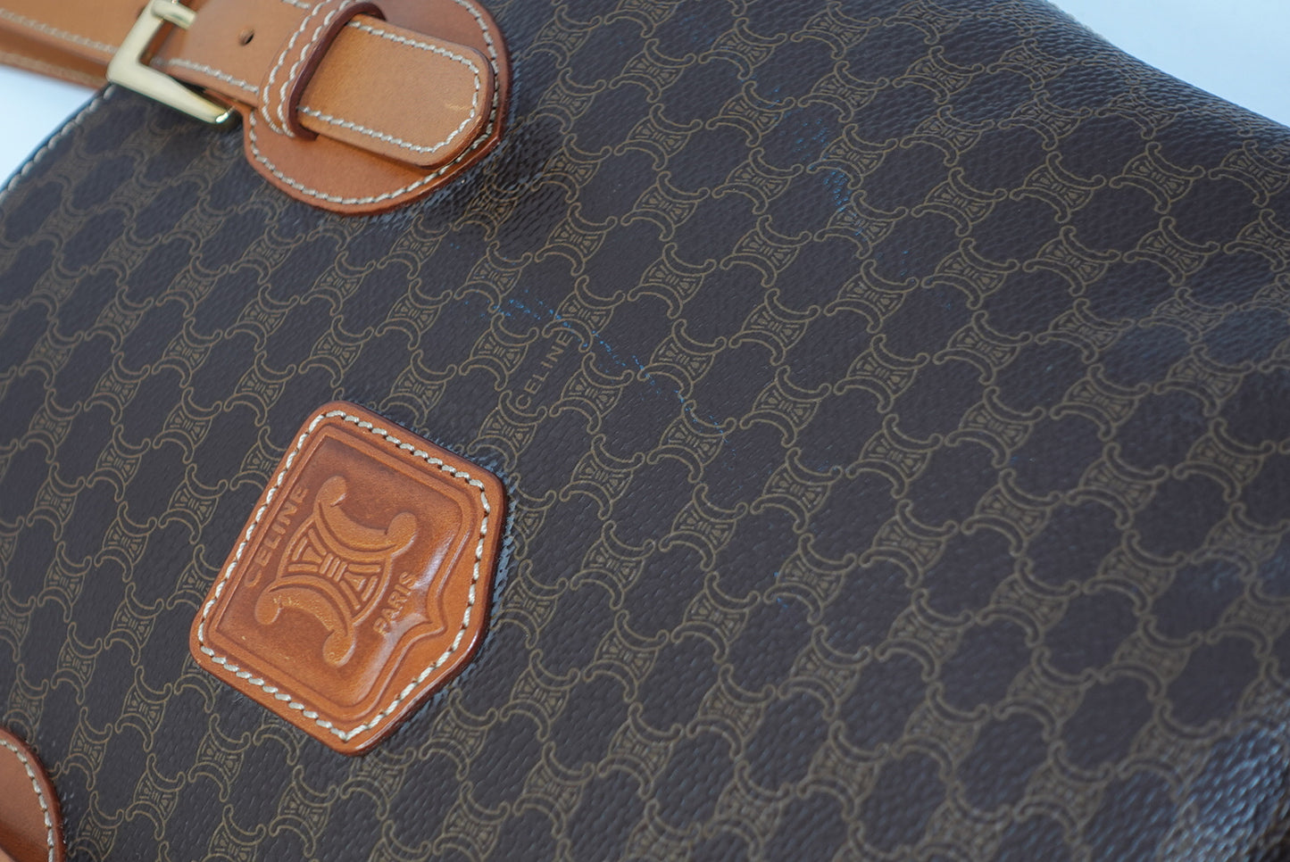 Celine Monogram Canvas and Leather Brown Vintage Bucket Bag