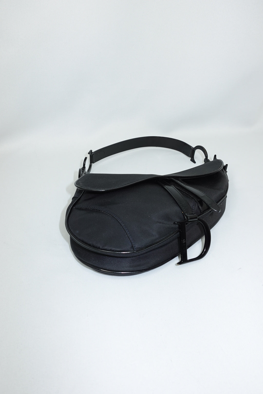 117. Christian Dior Saddle Black Nylon Vintage Shoulder Bag