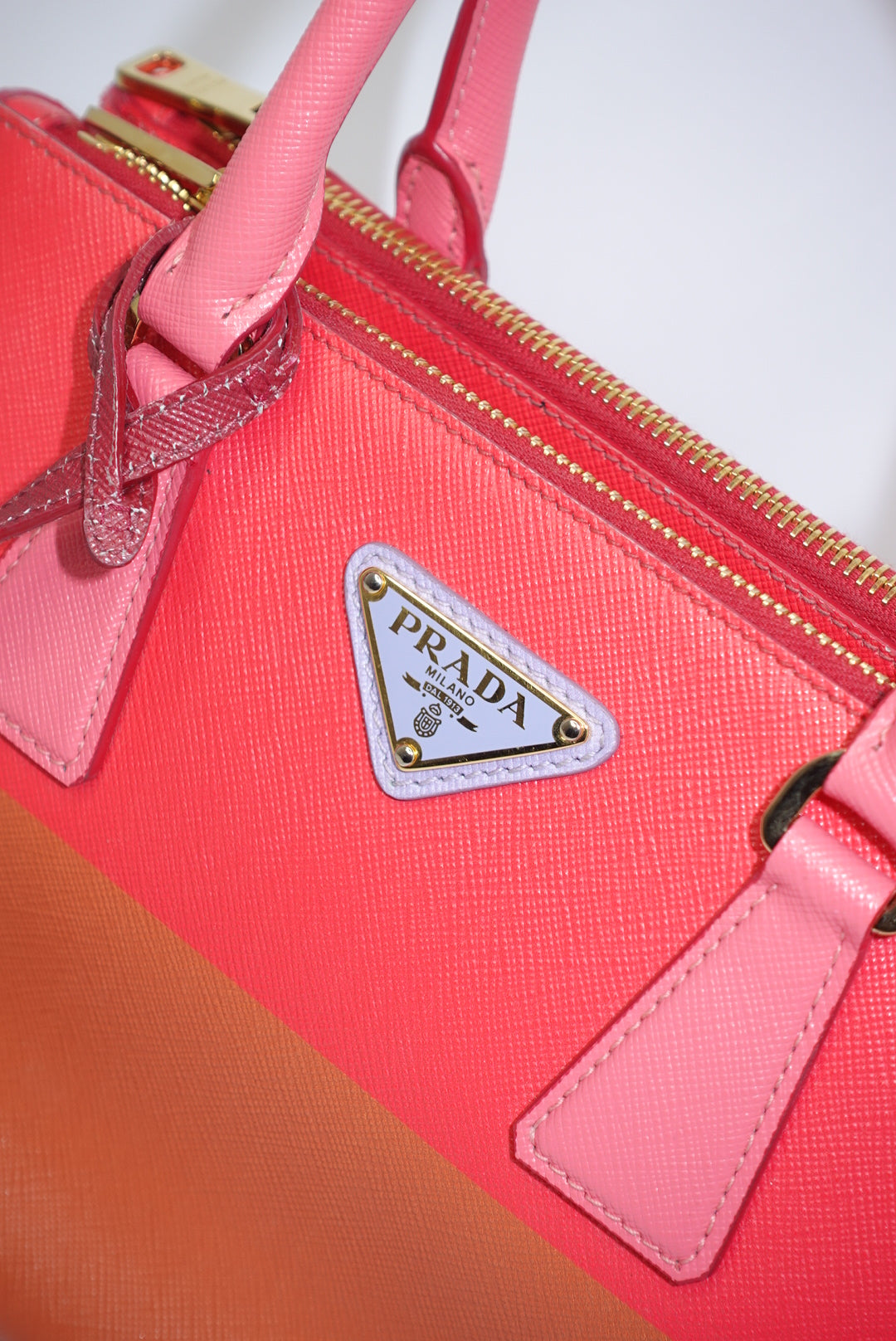 Prada Galleria Limited Edition Orange and Pink Two-Toned Bag