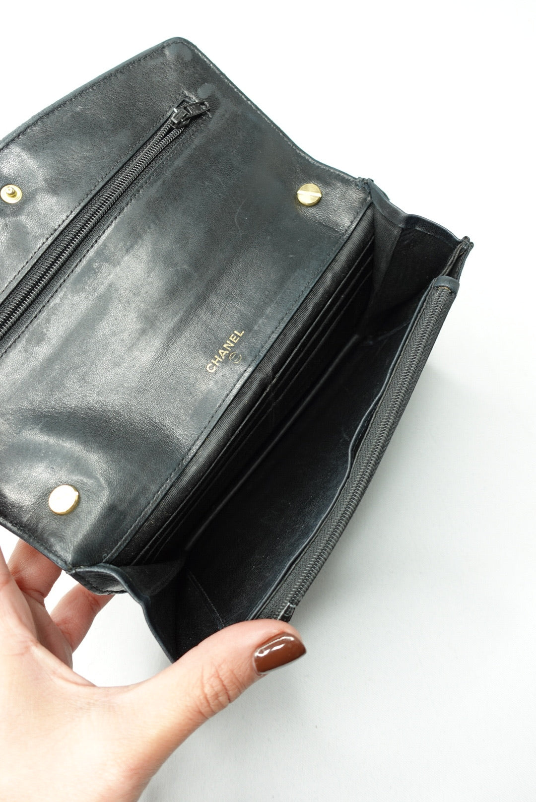011. Re-Worked Chanel CC Flap Vintage W.O.C Black Patent