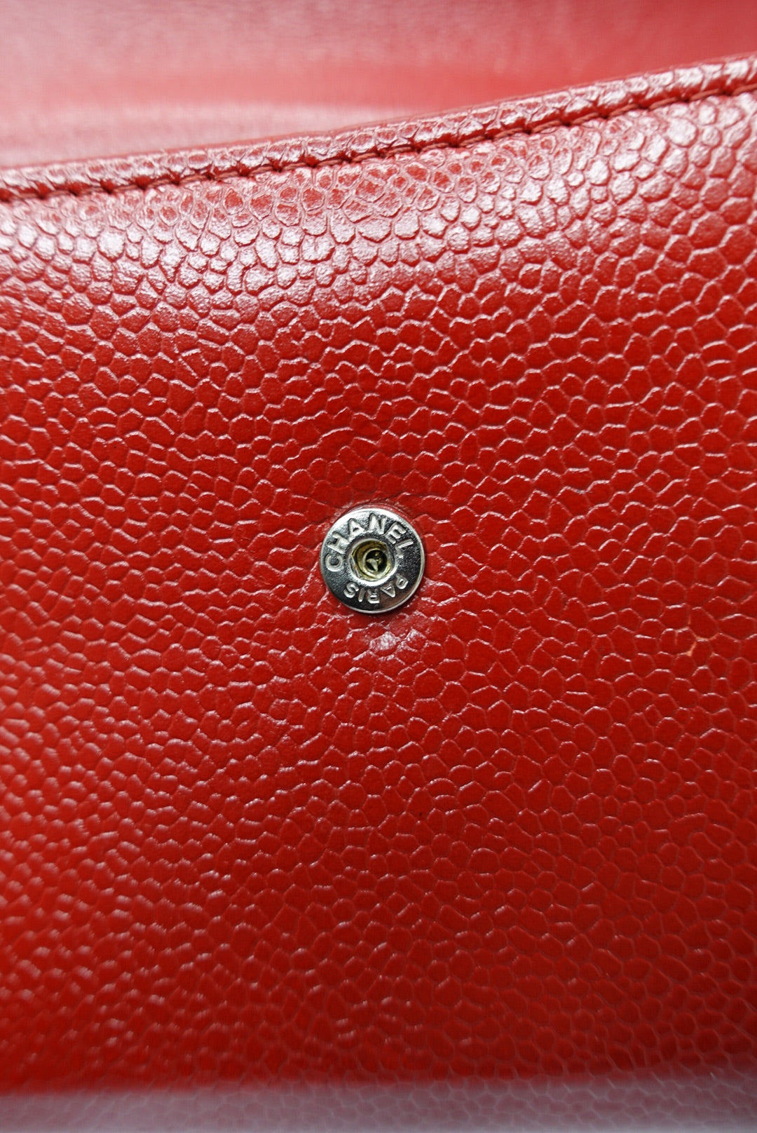 013.Chanel Re-Worked Flap W.O.C. Red CC logo