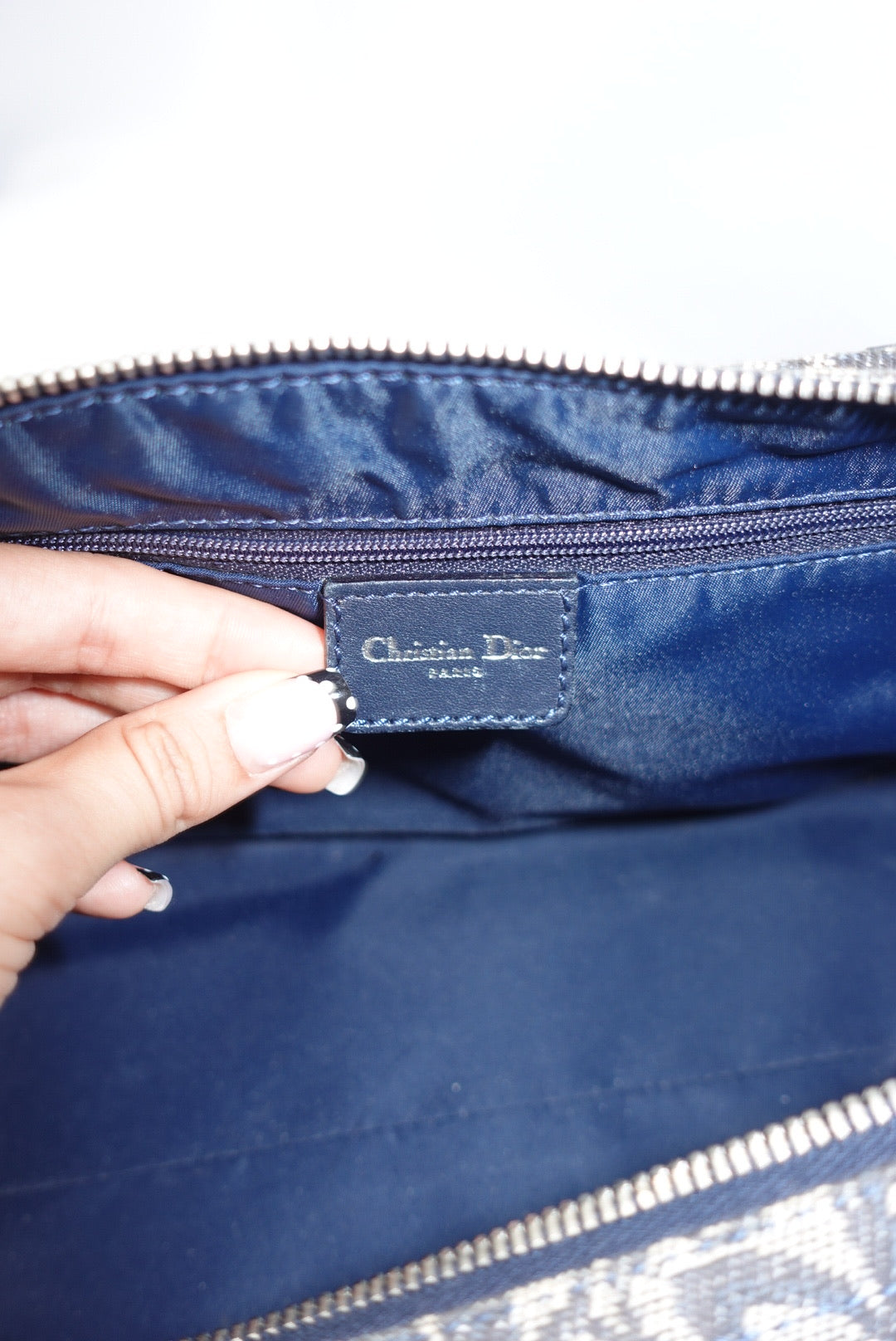115. Christian Dior Vintage Black Denim Monogram Oblique Bowling Bag