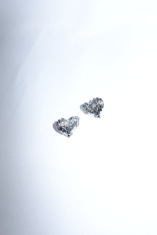 Stainless Steel Striped Heart Big Earrings