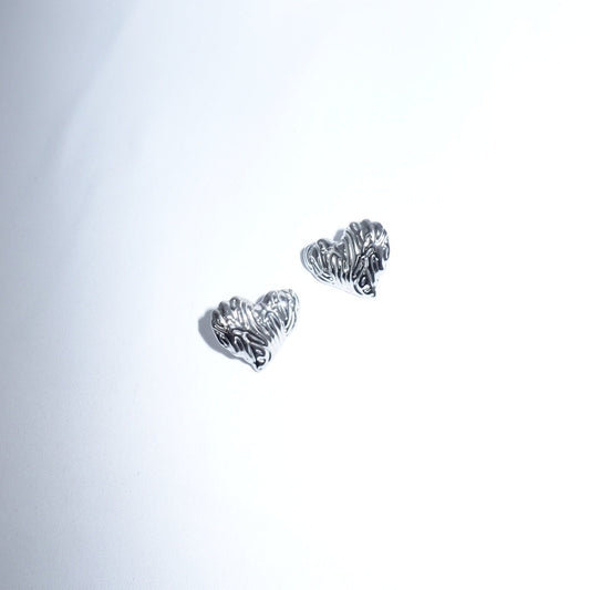 Stainless Steel Striped Heart Big Earrings