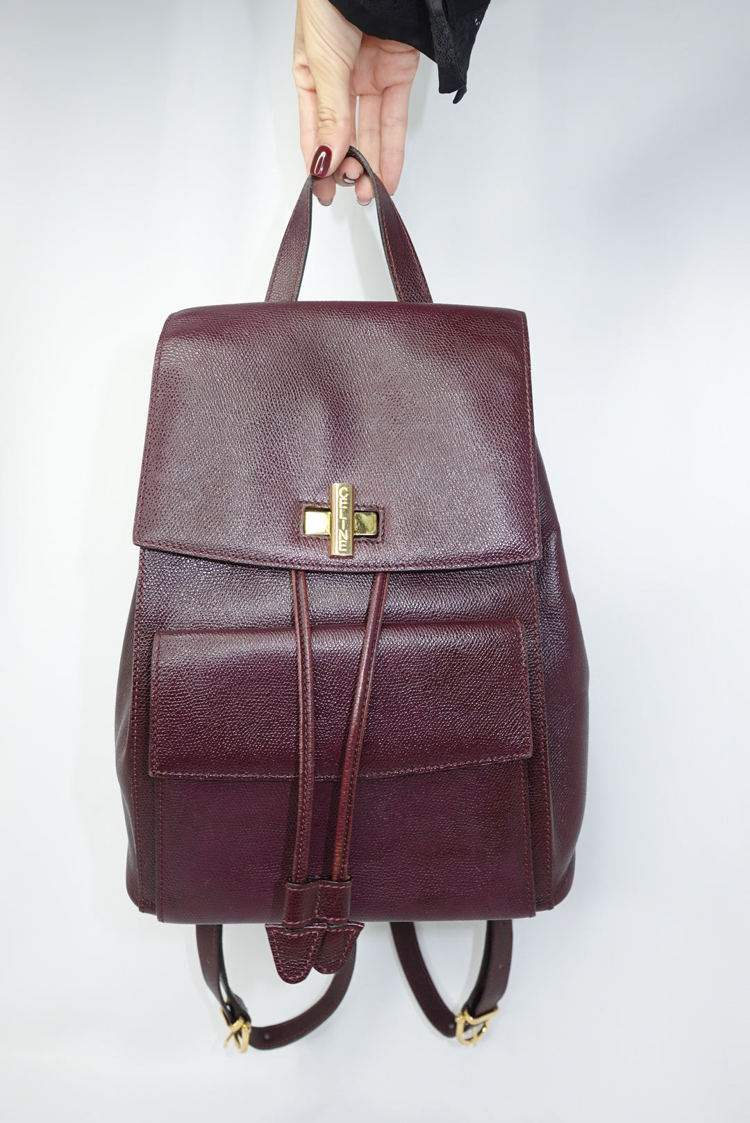 Cèline Vintage Leather Burgundy Backpack