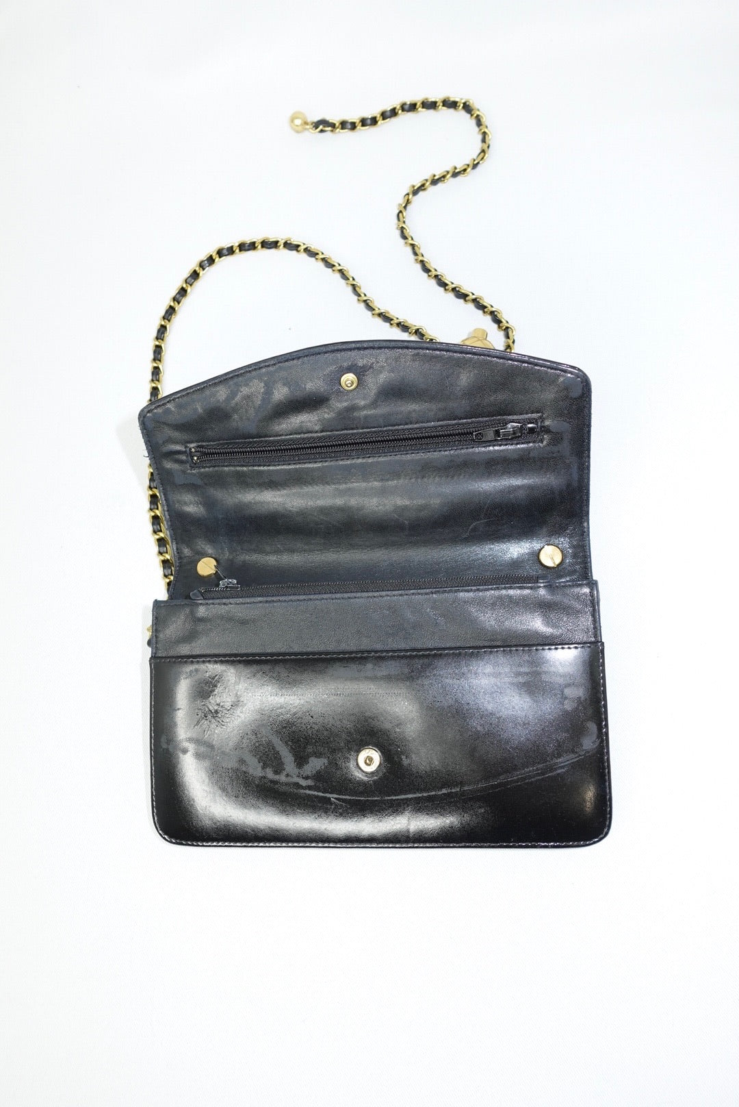 011. Re-Worked Chanel CC Flap Vintage W.O.C Black Patent