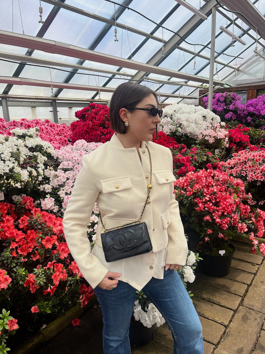 011. Chanel CC Flap Vintage WOC in vernice nera rielaborata