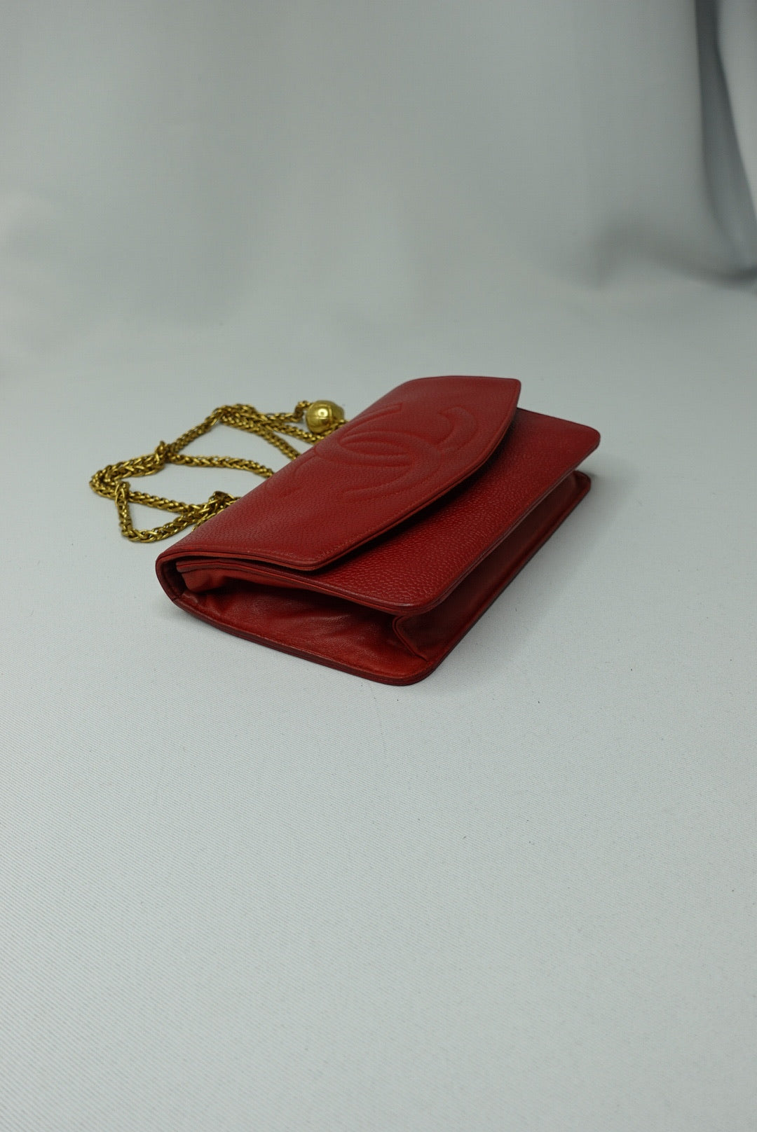 007.Re-Worked Chanel CC Flap Vintage W.O.C Red Grained Calfskin