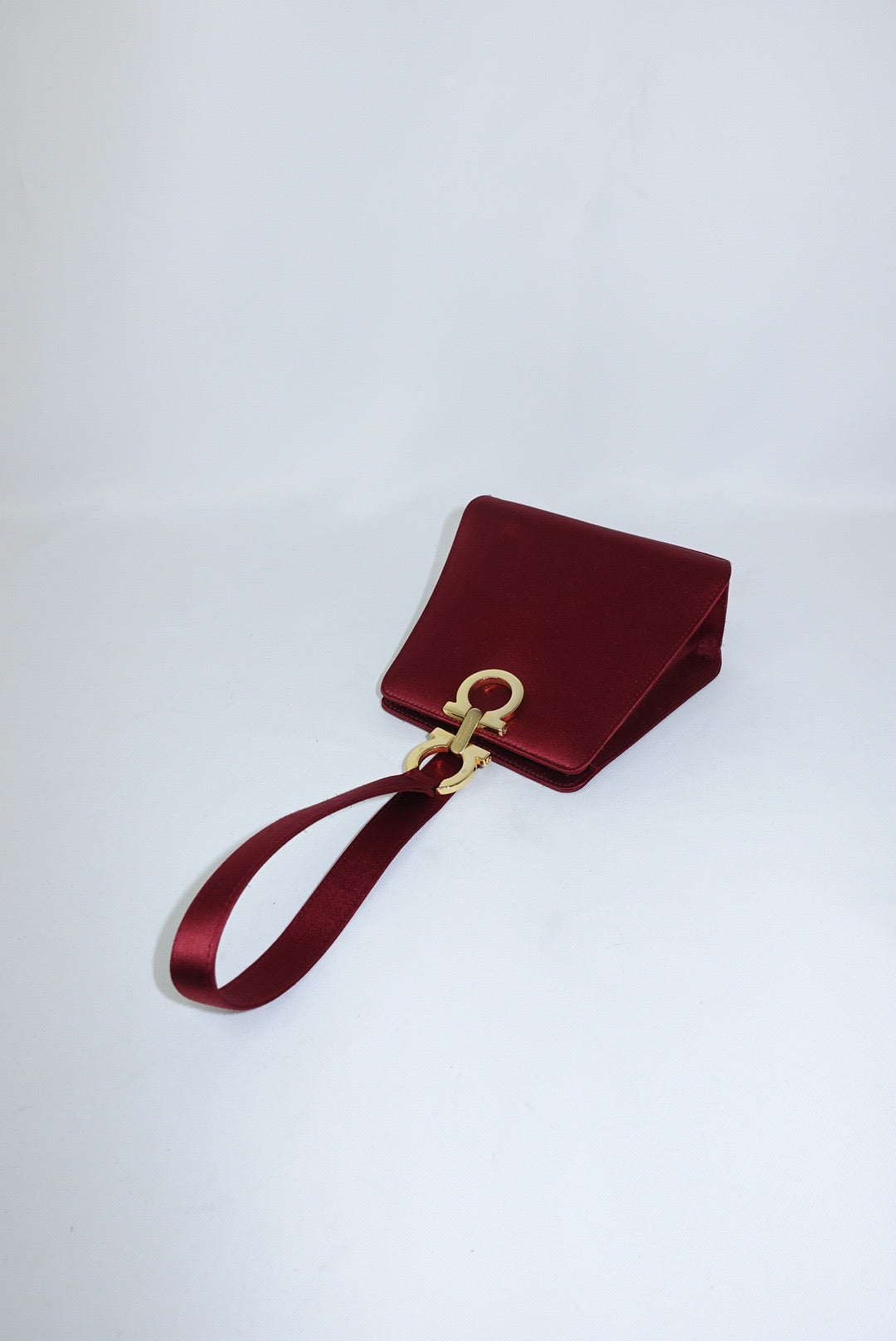 Salvatore Ferragamo Burgundy Satin Mini Evening Handbag