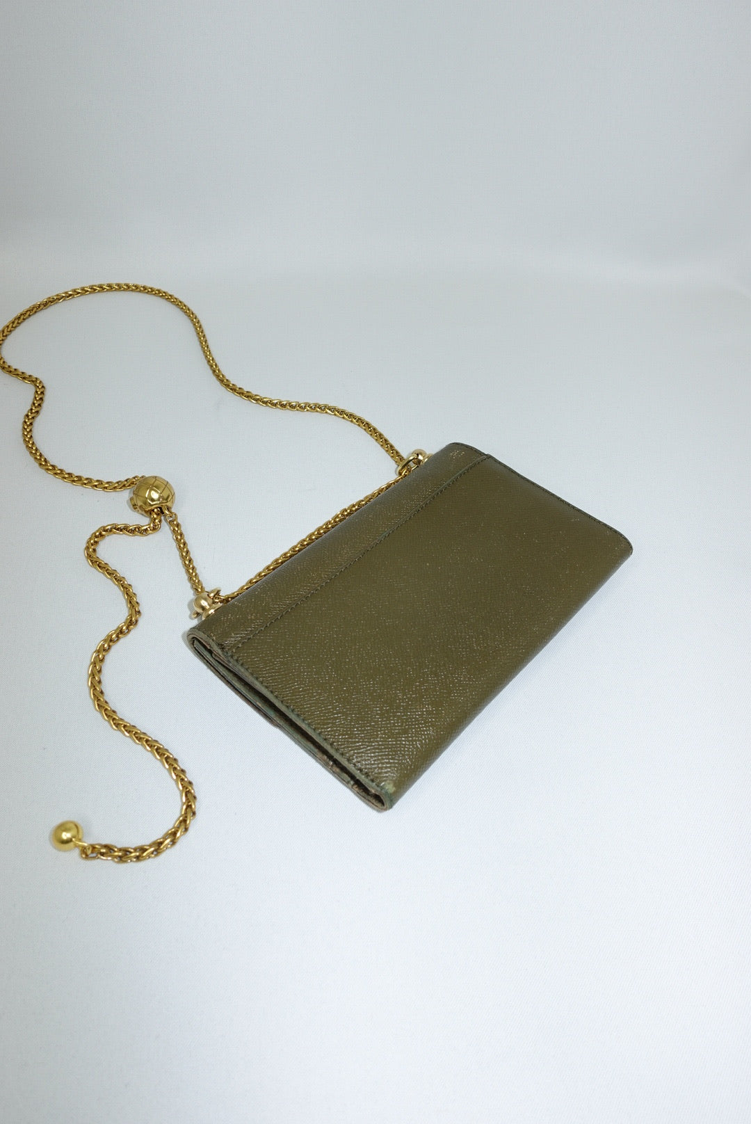 008. Re-Worked Chanel Vintage Olive Green Trifold Flap W.O.C.