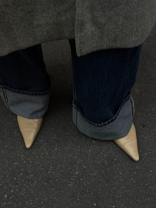 Chanel Vintage Shoes - Beige Pointed-Toe Kitten Heels