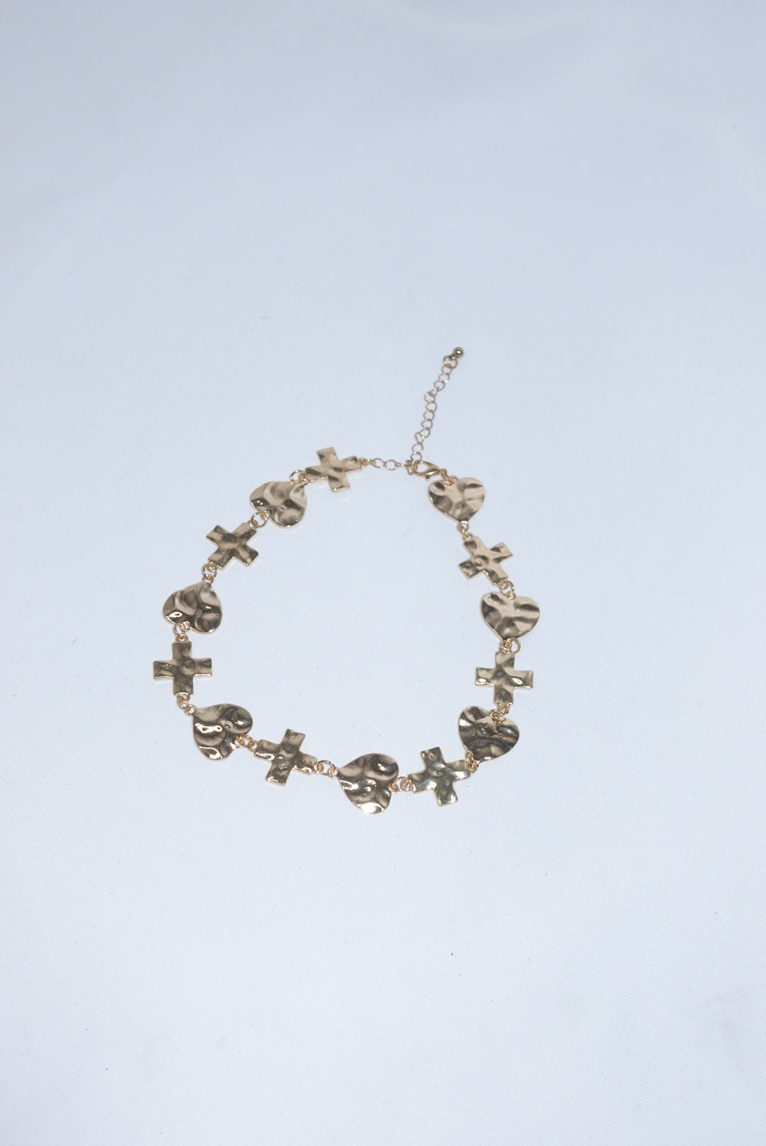 Heart and Cross Choker  In Stainless Steel