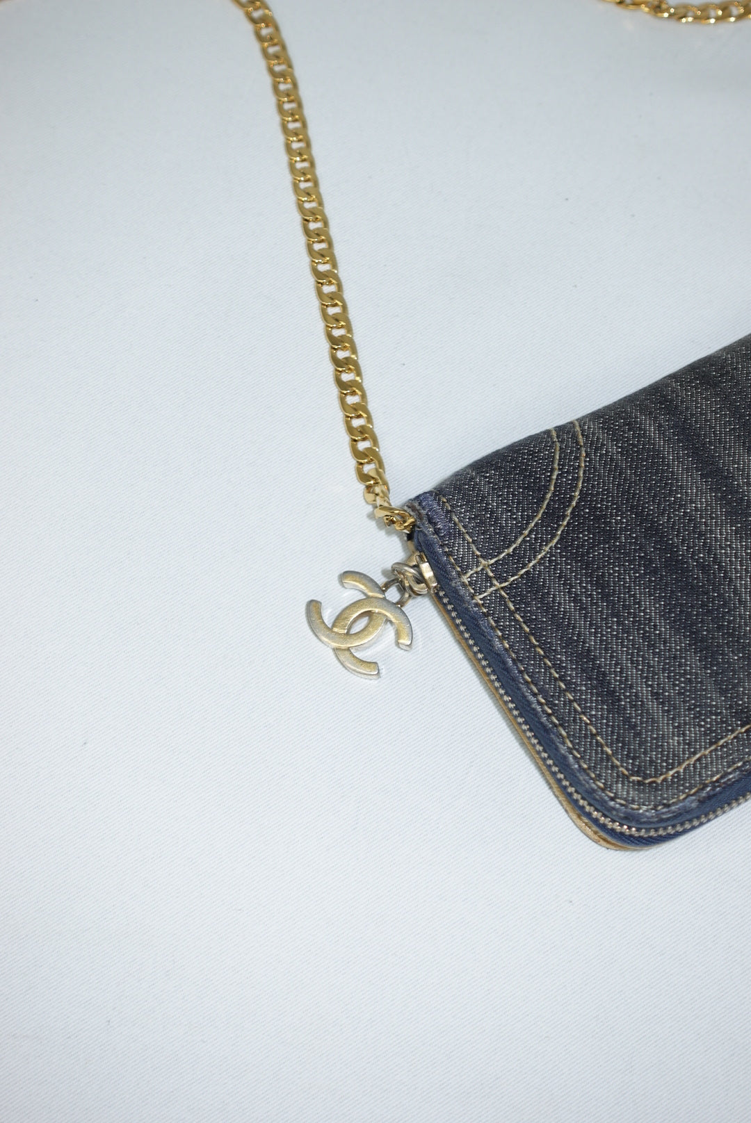Re-Worked Chanel Vintage Denim CC Embroidered Interlocking Logo W.O.C.