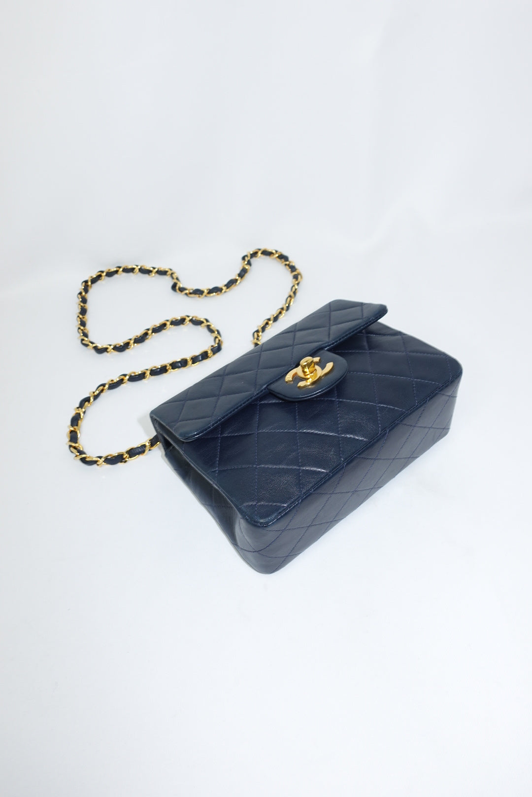 Chanel Timeless Mini Square Quilted Lambskin Navy
