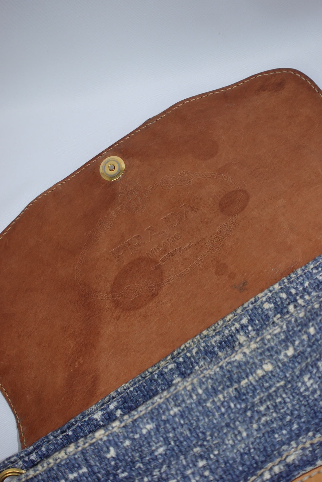 Prada Light Blue Tweed Vintage Bag