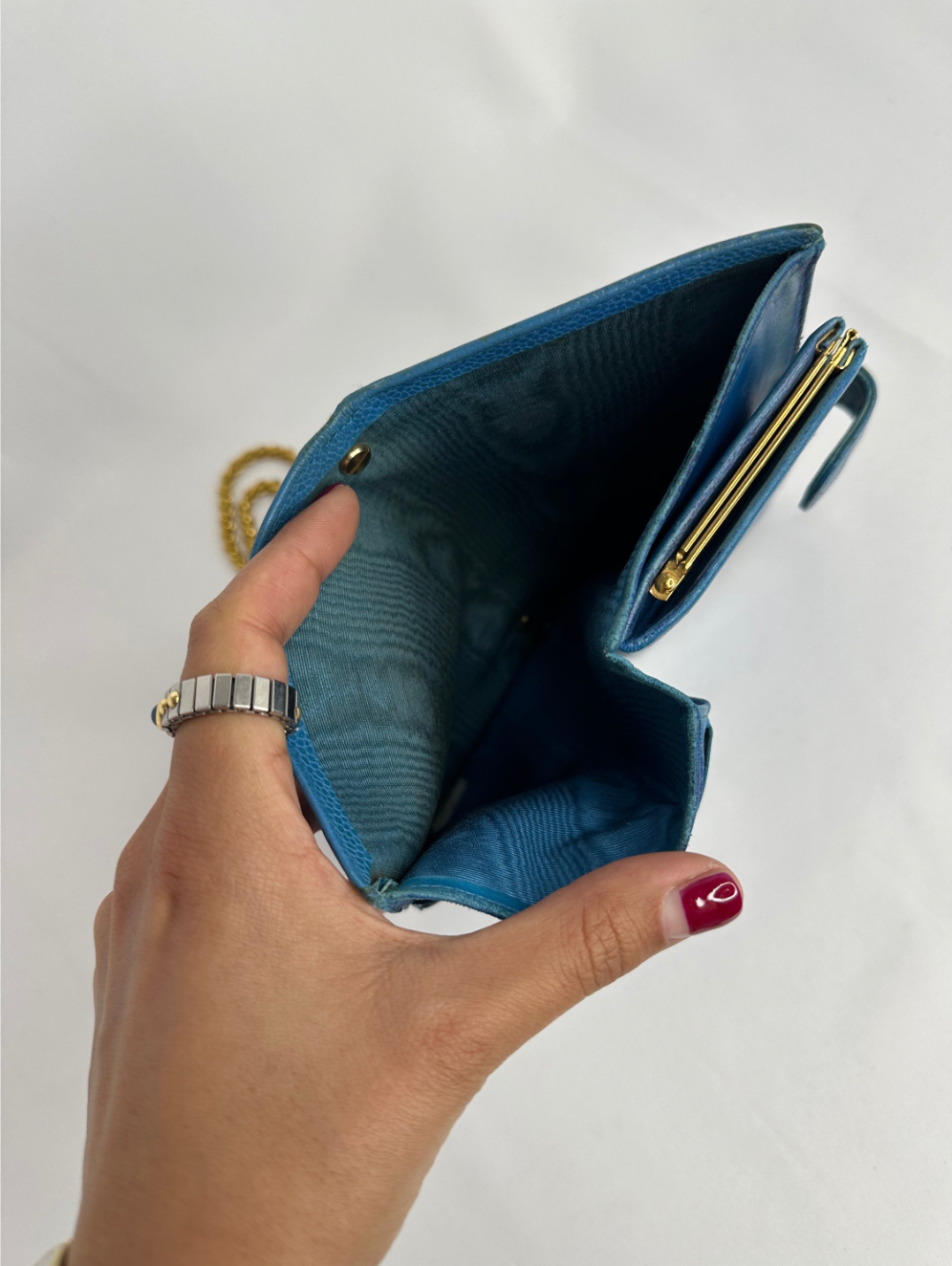 163. Chanel Re-Worked Electric Blue CC Logo Bifold W.O.C.